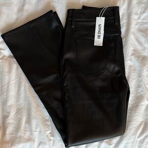 Hudson Women's Flare Black Faux Leather Pants